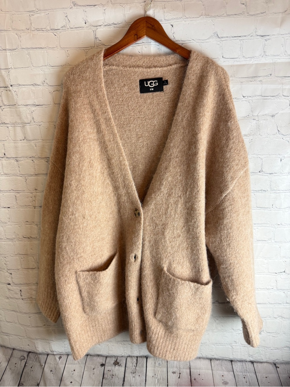 UGG Women's Tan Button-Front V-Neck Pocket Cardigan